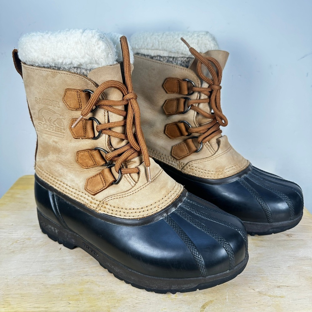 Sorel Caribou Winter Snow Boots Women's 8 Waterproof Leather Insulated Tan